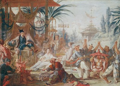 Chinoiserie: Danse Chinoise (forberedende studie til et billedvev), ca. 1742 av François Boucher